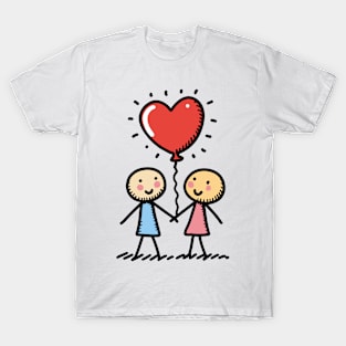 Stick Figure Lovers Couple Love Valentine's Day T-Shirt